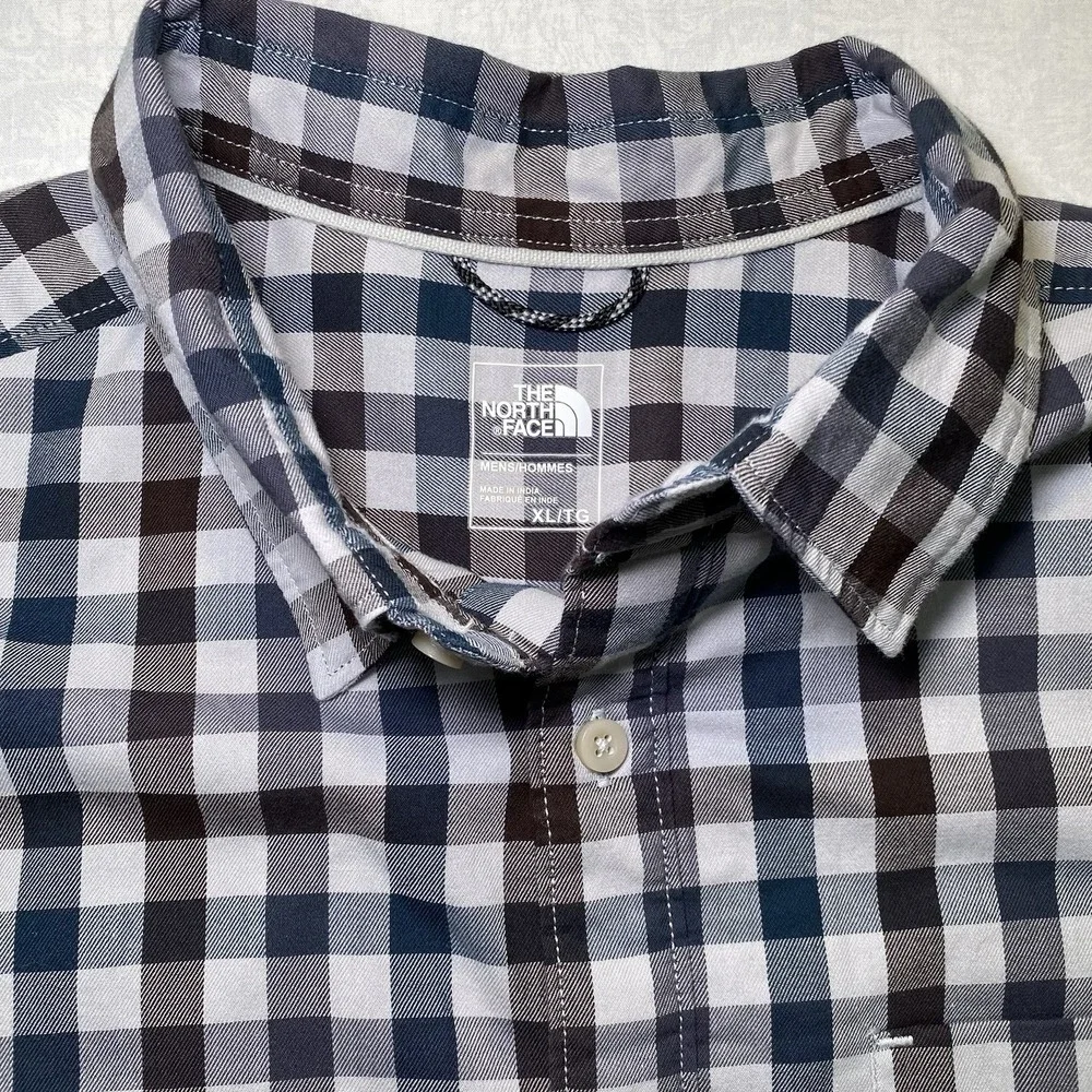 The North Face Button Down Shirt‎ Mens XL Plaid Blue Brown Outdoor